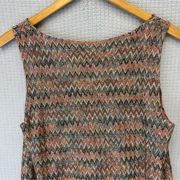 Maeve Anthropologie Westwater Dress Womens Med Chevron Knit Flounce Hem Boho - Picture 7 of 9